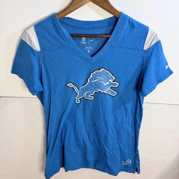 Nike NFL Detroit Lions Womens XL V-Neck T-Shirt Blue Short Sleeve Fan Gear - Picture 4 of 9